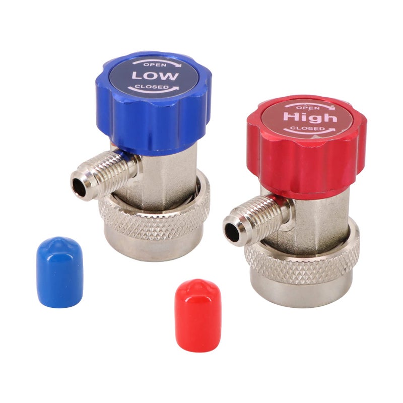 KIPA A/C AC Compressor R-134A Manual Quick Coupler Adapter Air Condition 1/4" SAE Connectors Accessories SAE J-639 1/4" Male Port High Pressure Low Pressure Set - Image 1